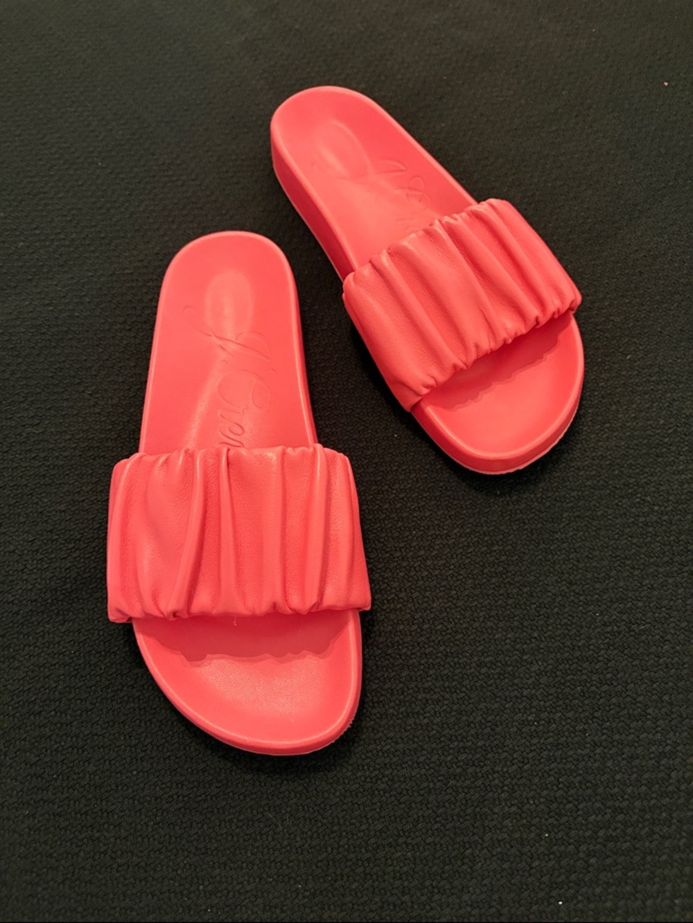 J. Crew Coral Ruched Slide Sandals